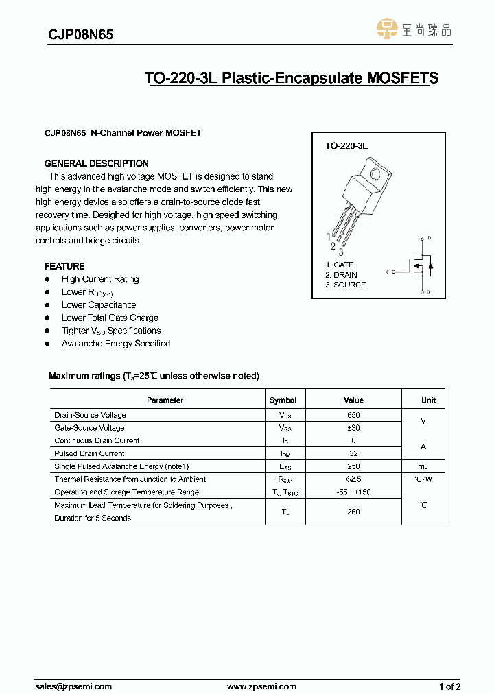 CJP08N65_8941558.PDF Datasheet