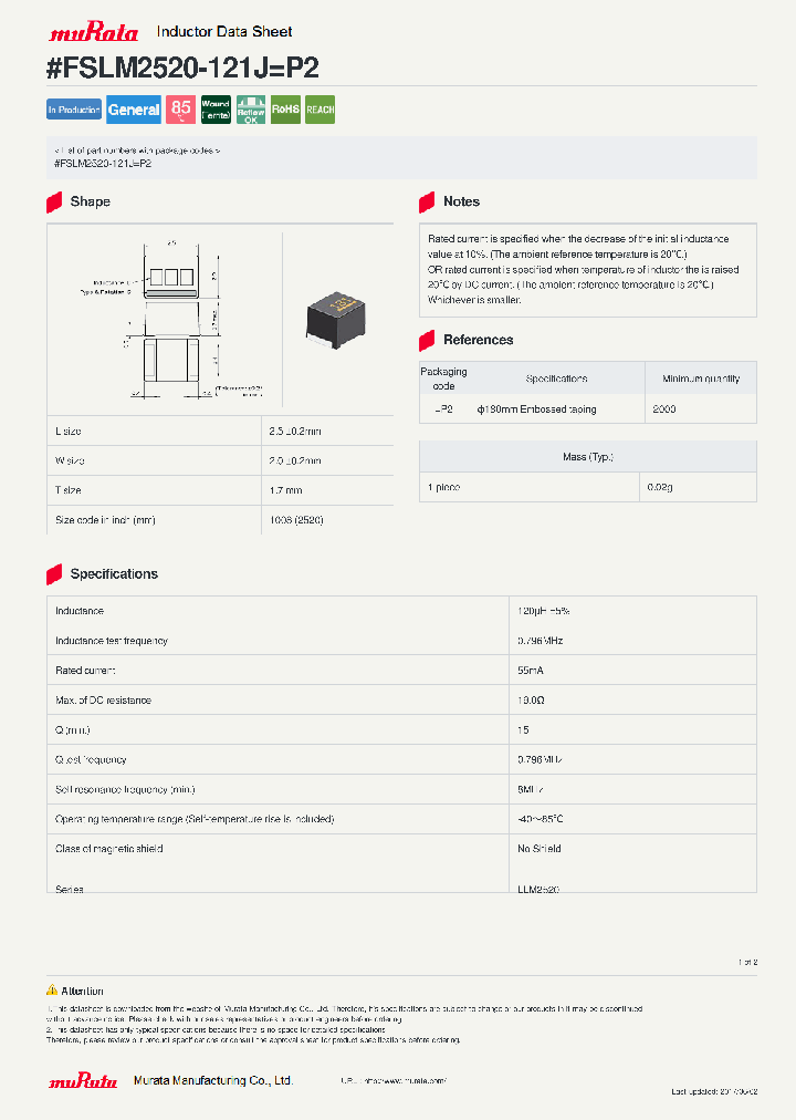 FSLM2520-121J_8941695.PDF Datasheet