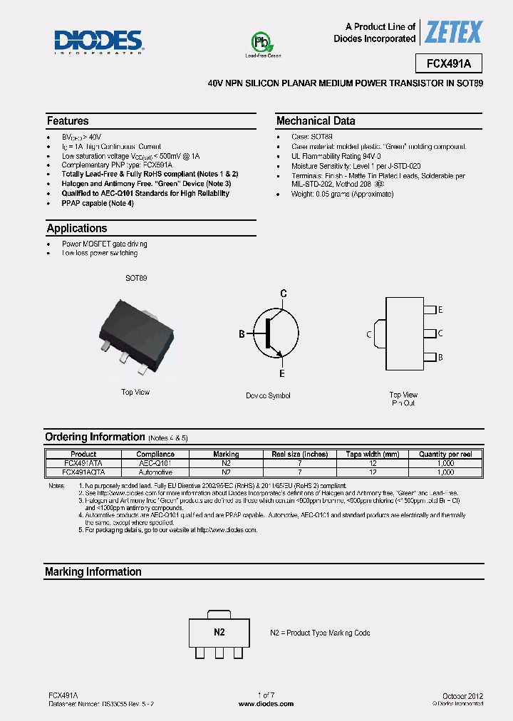 FCX491A_8943412.PDF Datasheet