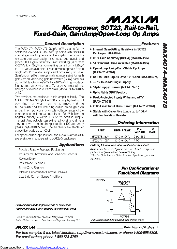 MAX4074AOEUK_8943675.PDF Datasheet