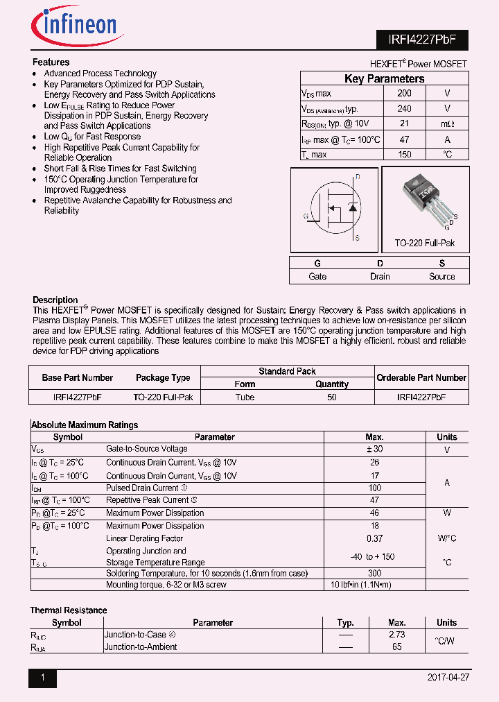 IRFI4227PBF_8948766.PDF Datasheet