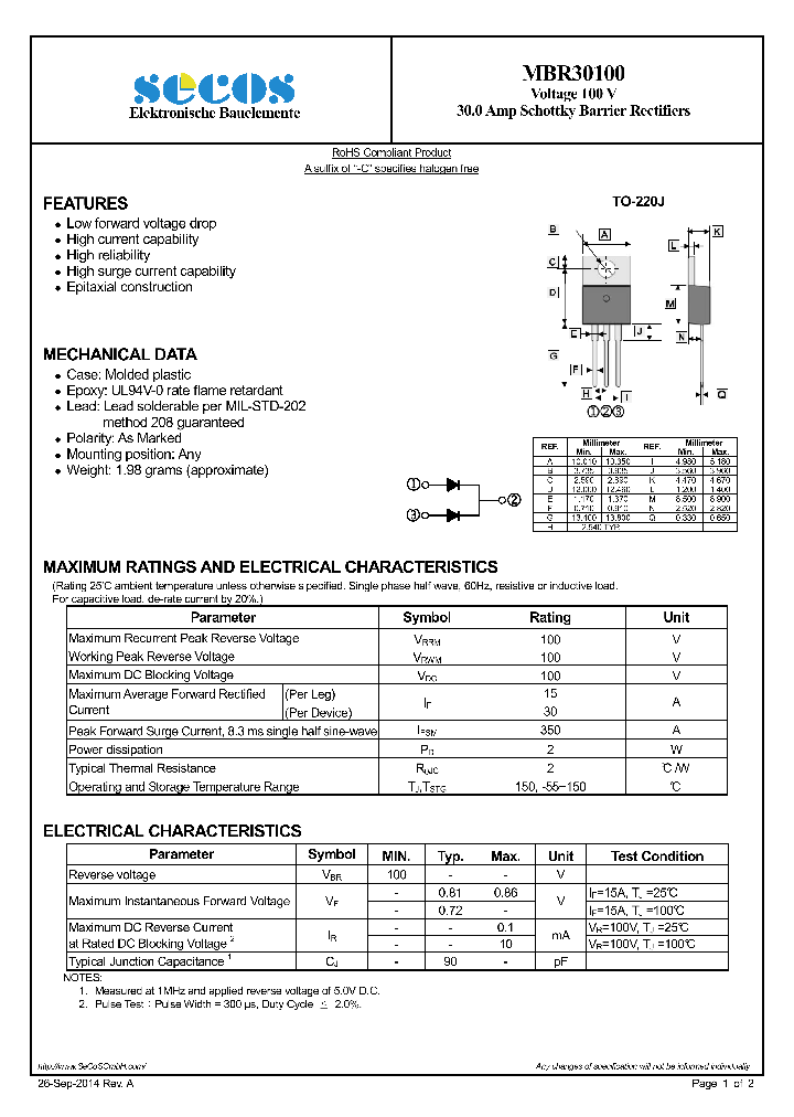 MBR30100_8949431.PDF Datasheet