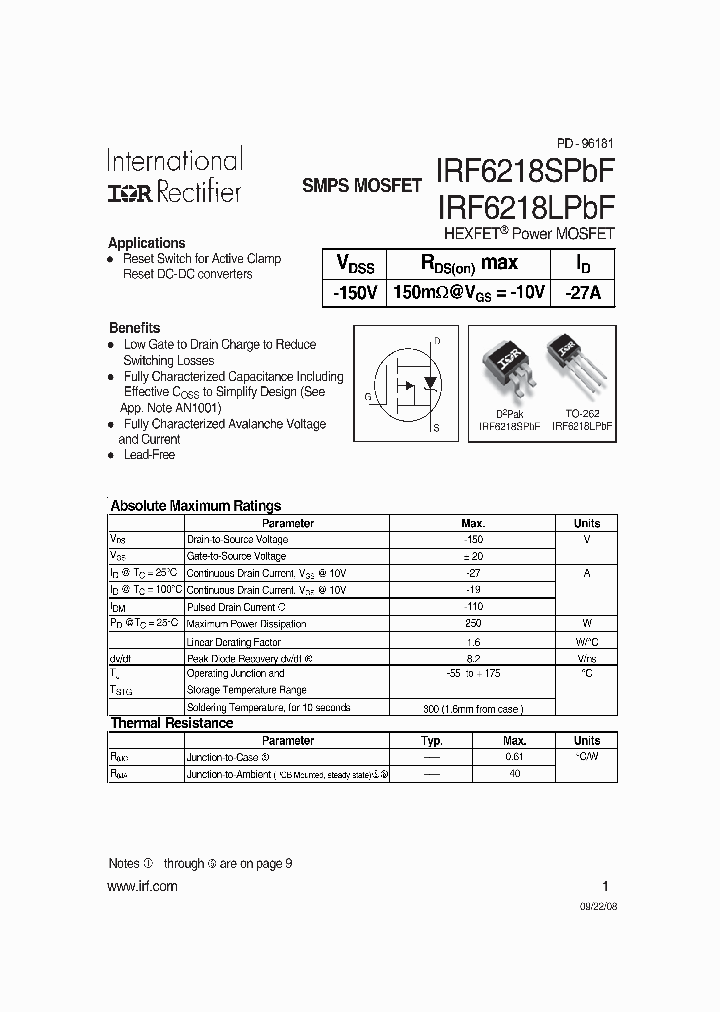 IRF6218SPBF_8949533.PDF Datasheet