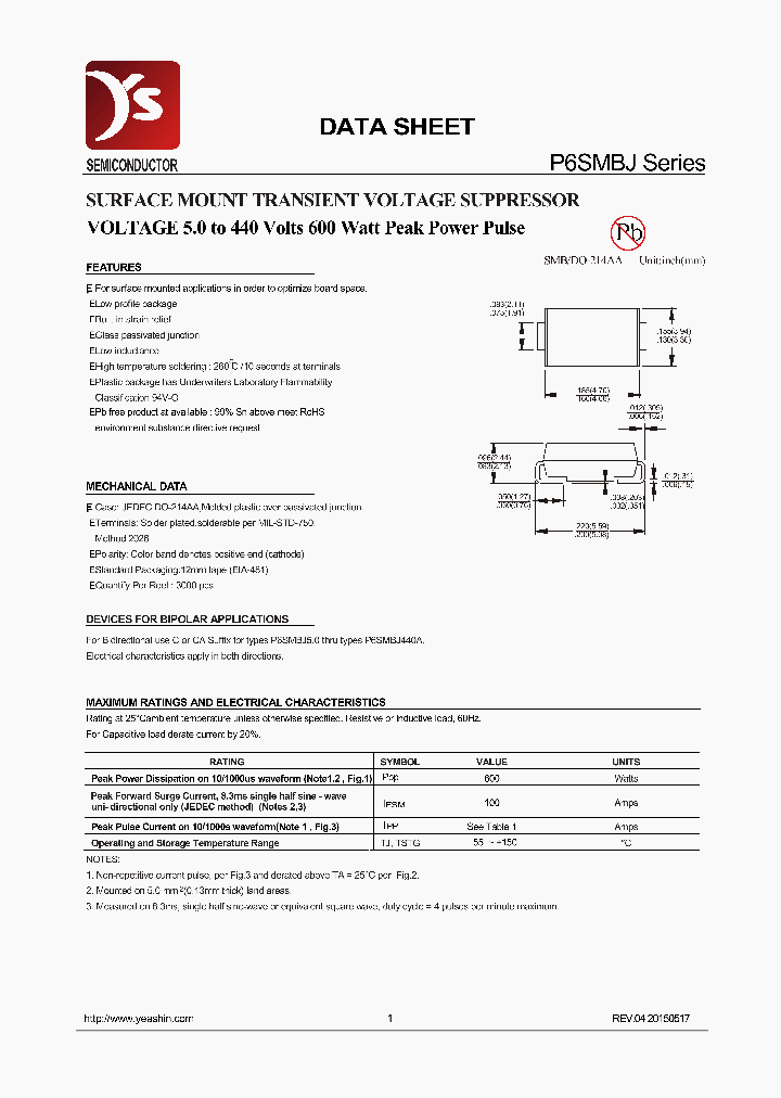 P6SMBJ40_8949988.PDF Datasheet