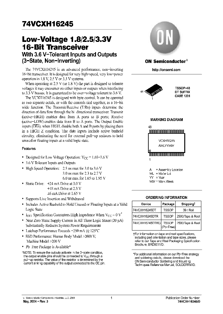74VCXH16245_8950786.PDF Datasheet