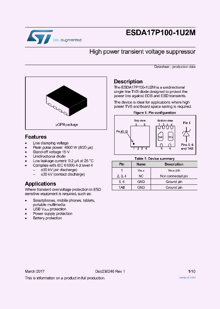 ESDA17P100-1U2M_8951247.PDF Datasheet