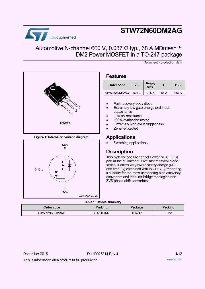 STW72N60DM2AG_8952326.PDF Datasheet