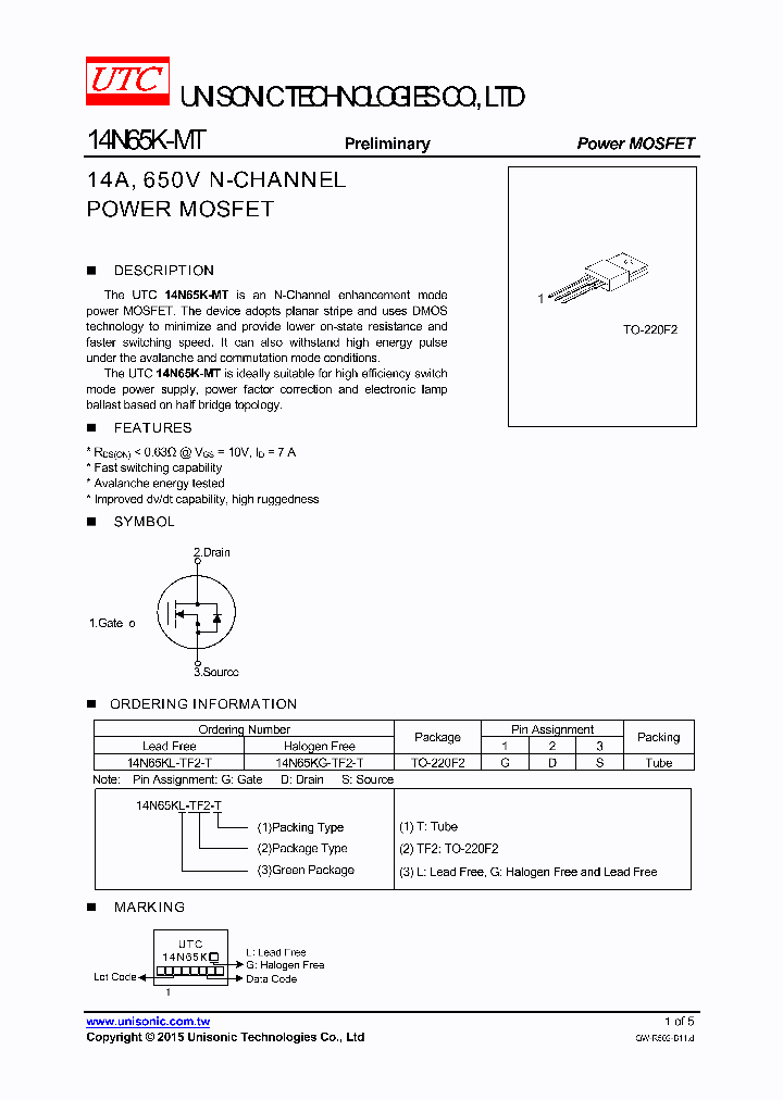 14N65KL-TF2-T_8956793.PDF Datasheet