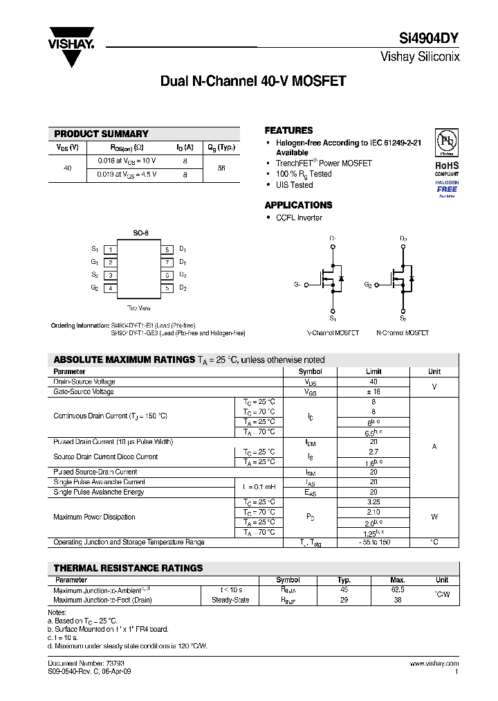 SI4904DY_8957930.PDF Datasheet