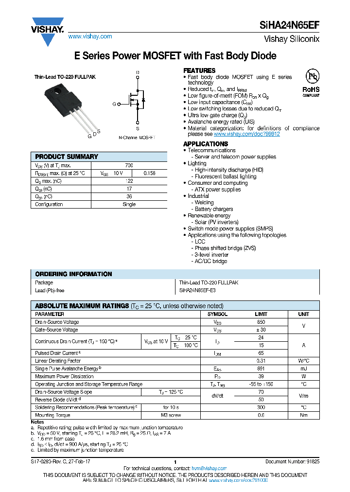 SIHA24N65EF_8960018.PDF Datasheet