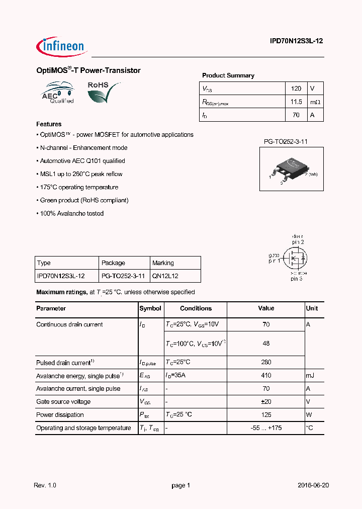 IPD70N12S3L-12_8959986.PDF Datasheet