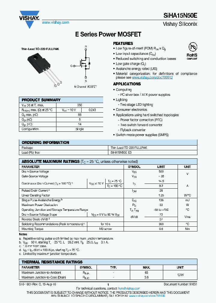 SIHA15N50E_8960011.PDF Datasheet