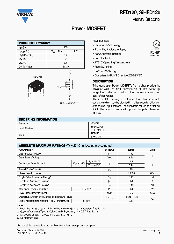 SIHFD120_8961856.PDF Datasheet