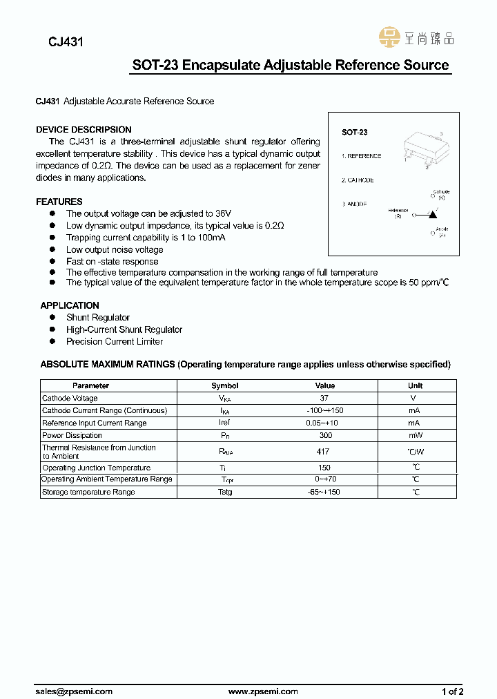 CJ431-SOT23_8961988.PDF Datasheet