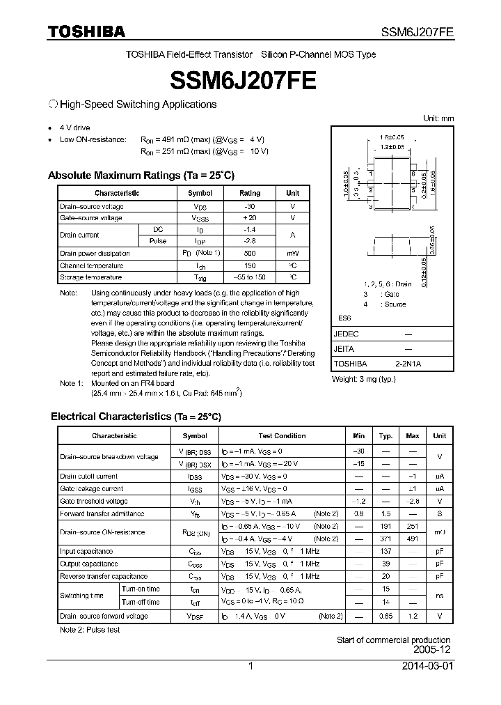 SSM6J207FE_8962600.PDF Datasheet