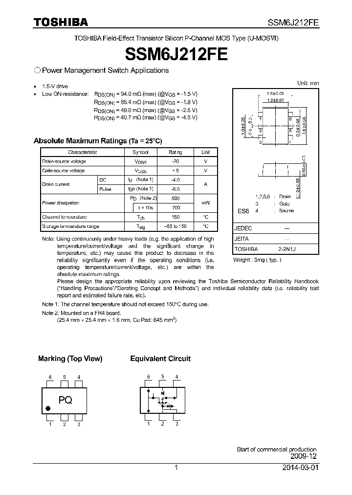 SSM6J212FE_8962601.PDF Datasheet