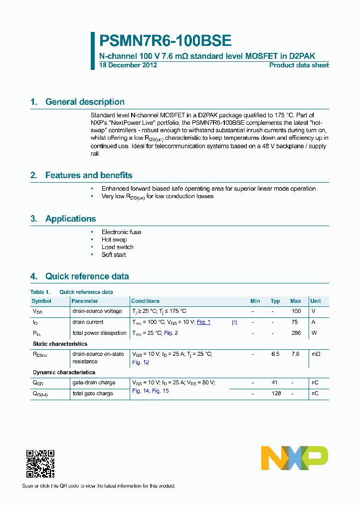 PSMN7R6-100BSE_8964061.PDF Datasheet