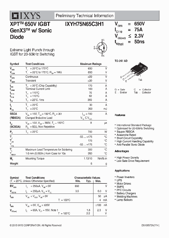 IXYH75N65C3H1_8967654.PDF Datasheet
