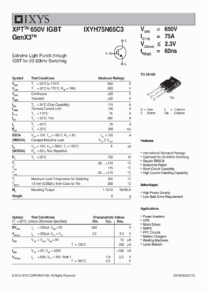IXYH75N65C3_8967652.PDF Datasheet
