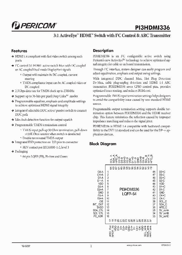 PI3HDMI336_8967944.PDF Datasheet