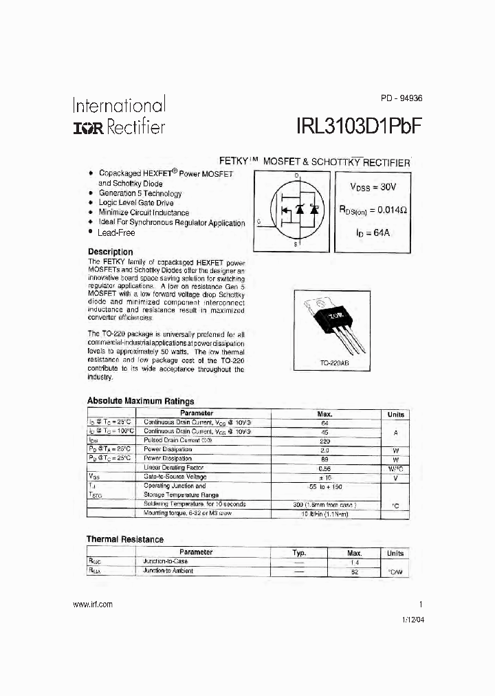 IRL3103D1PBF_8969317.PDF Datasheet