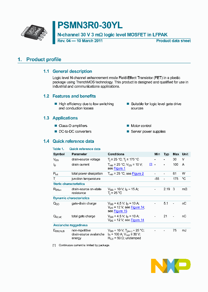 PSMN3R0-30YL_8970419.PDF Datasheet