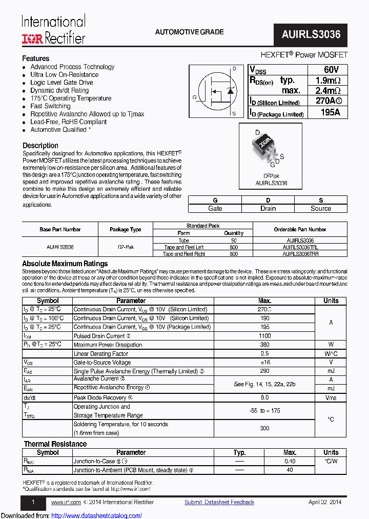 AUIRLS3036TRL_8970953.PDF Datasheet