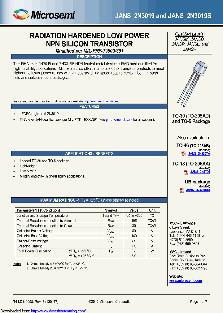 JANSM2N3019S_8971165.PDF Datasheet