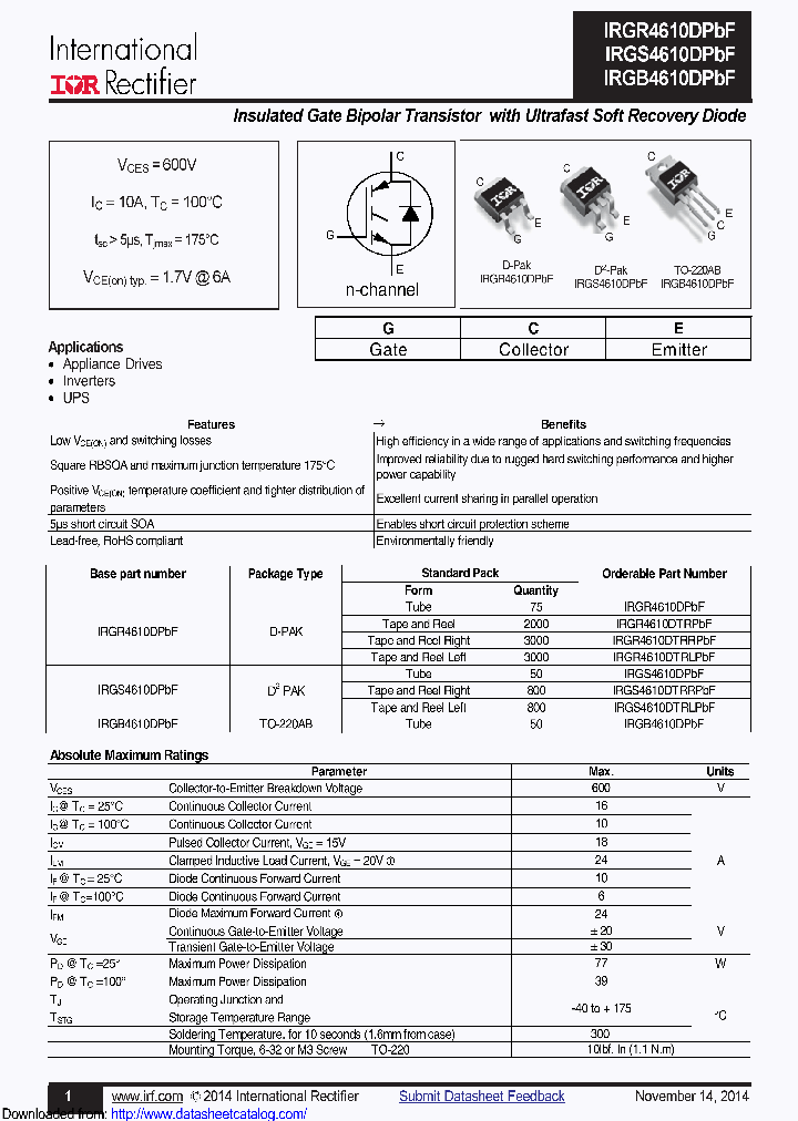 IRGR4610DTRPBF_8971715.PDF Datasheet