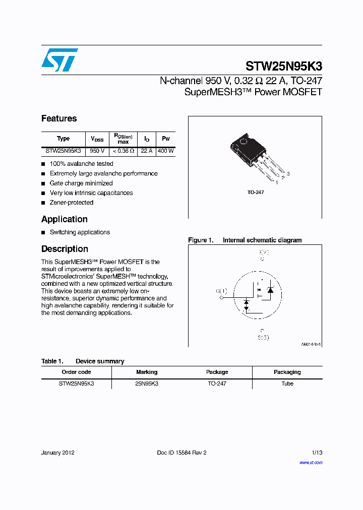 STW25N95K3_8972356.PDF Datasheet