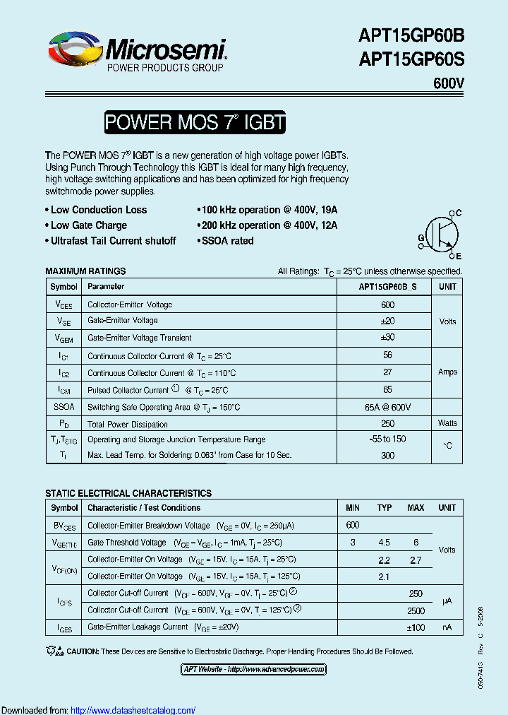 APT15GP60BG_8972405.PDF Datasheet