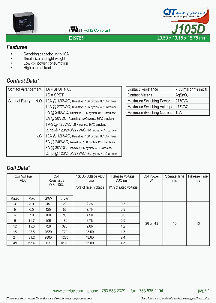 J105D1CS18VDC20_8973113.PDF Datasheet