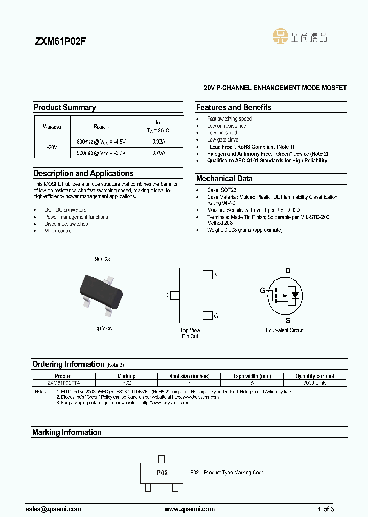 ZXM61P02F_8973596.PDF Datasheet