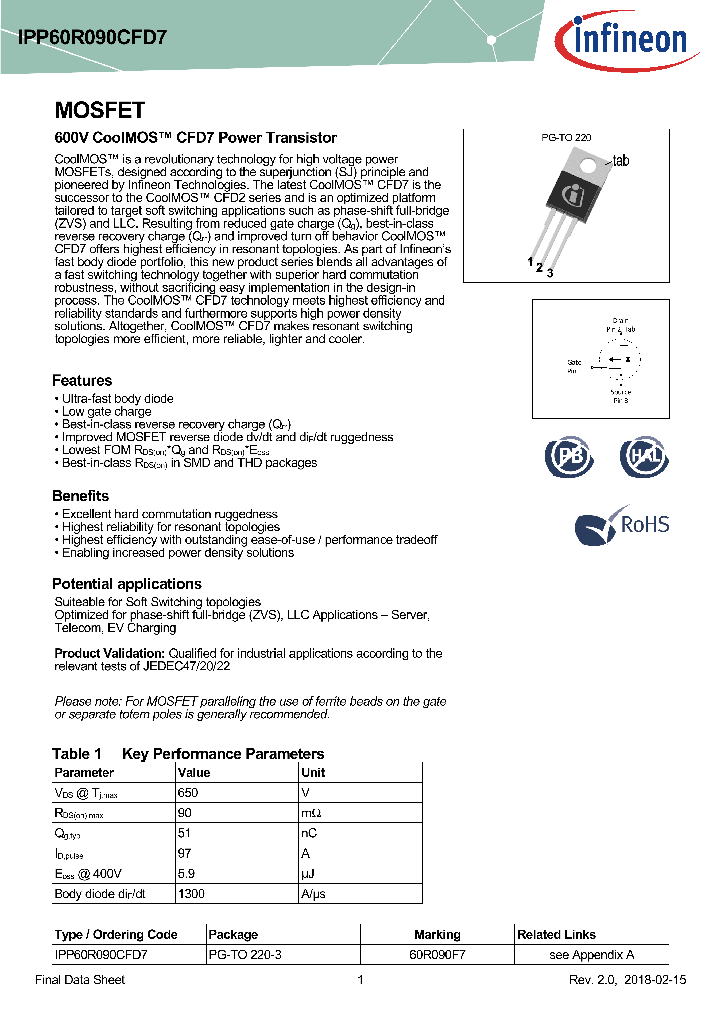 IPP60R090CFD7_8976513.PDF Datasheet
