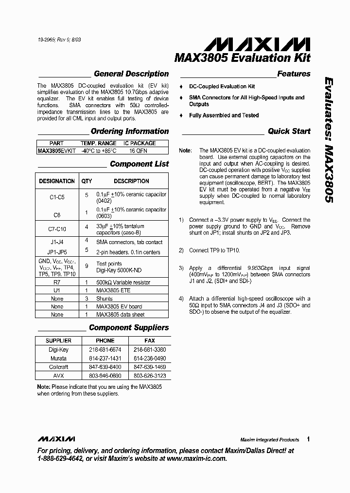 MAX3805EVKIT_8979742.PDF Datasheet