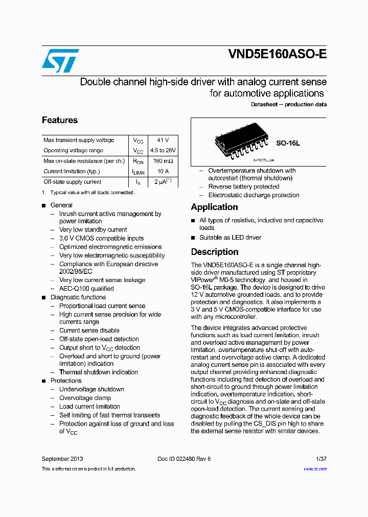 VND5E160ASOTR-E_8980301.PDF Datasheet