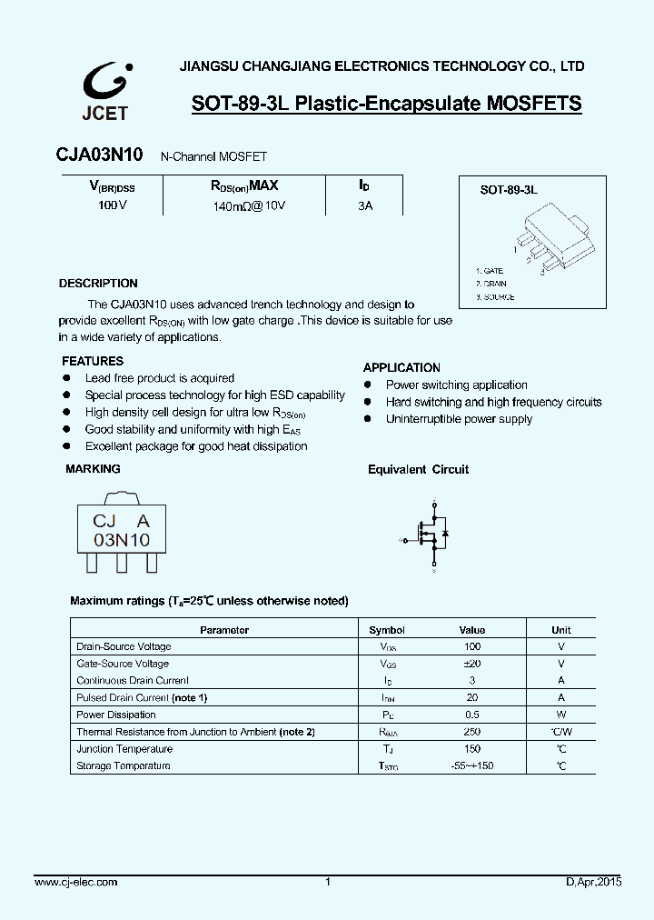 CJA03N10_8981740.PDF Datasheet