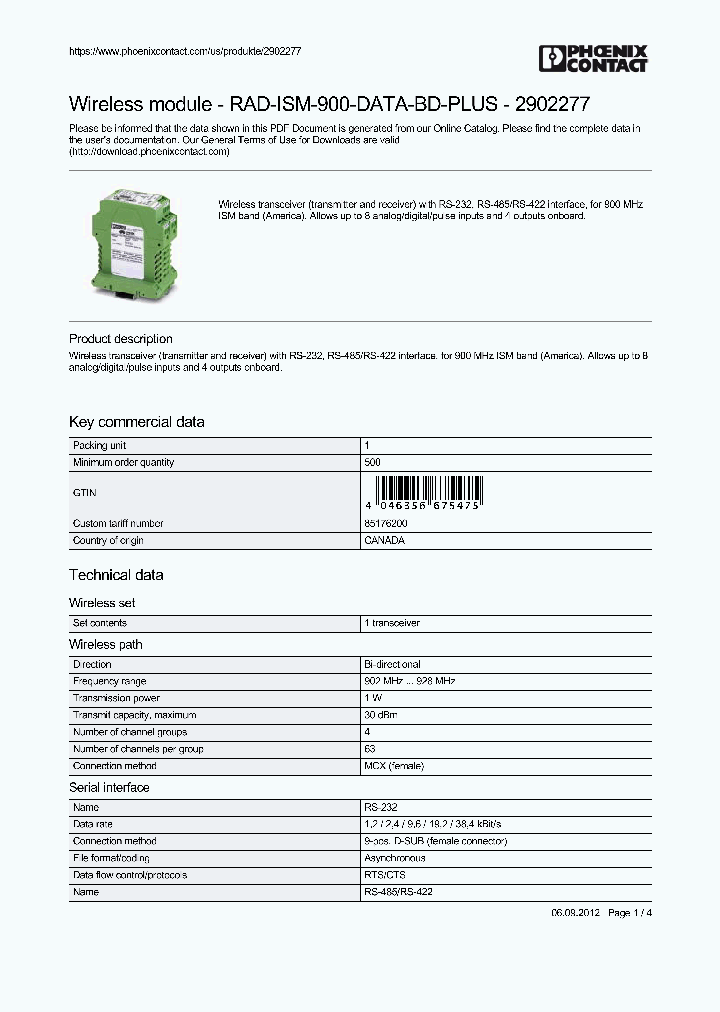 RAD-ISM-900-DATA-BD-PLUS_8982377.PDF Datasheet