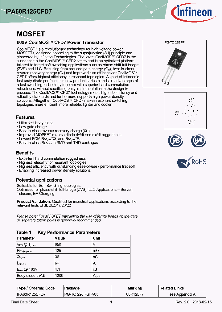 IPA60R125CFD7_8982463.PDF Datasheet