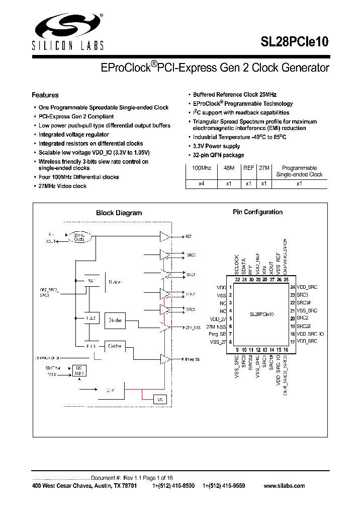 SL28PCIE10_8982329.PDF Datasheet