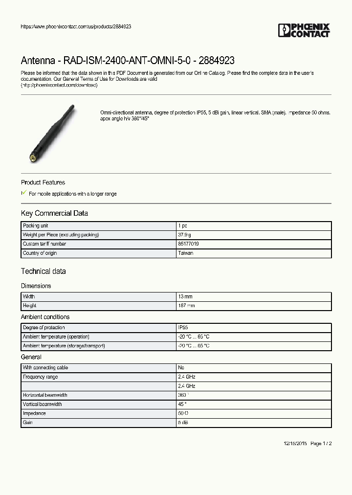 RAD-ISM-2400-ANT-OMNI-5-0_8982370.PDF Datasheet
