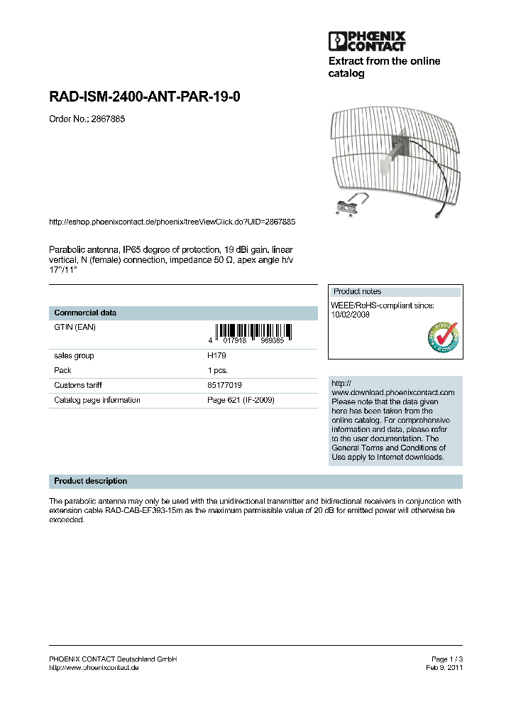 RAD-ISM-2400-ANT-PAR-19-0_8982374.PDF Datasheet