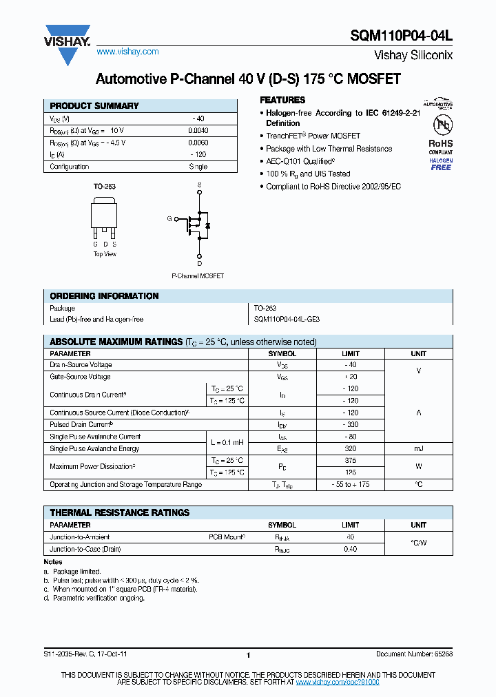 SQM110P04-04L_8983563.PDF Datasheet