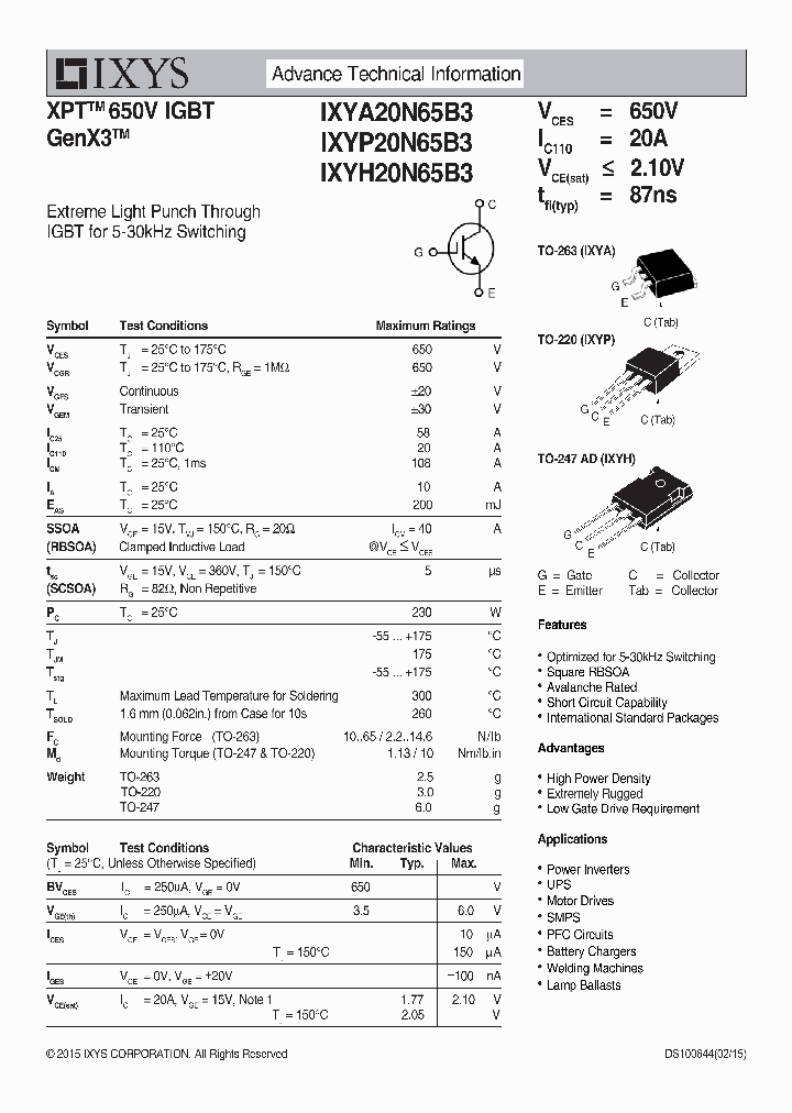 IXYH20N65B3_8985641.PDF Datasheet