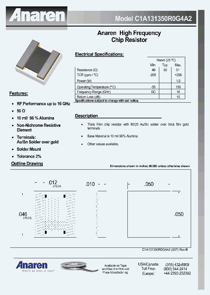 C1A131350R0G4A2_8985685.PDF Datasheet