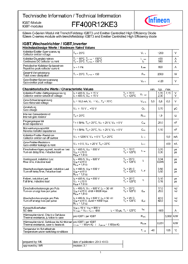 FF400R12KE3_8986469.PDF Datasheet