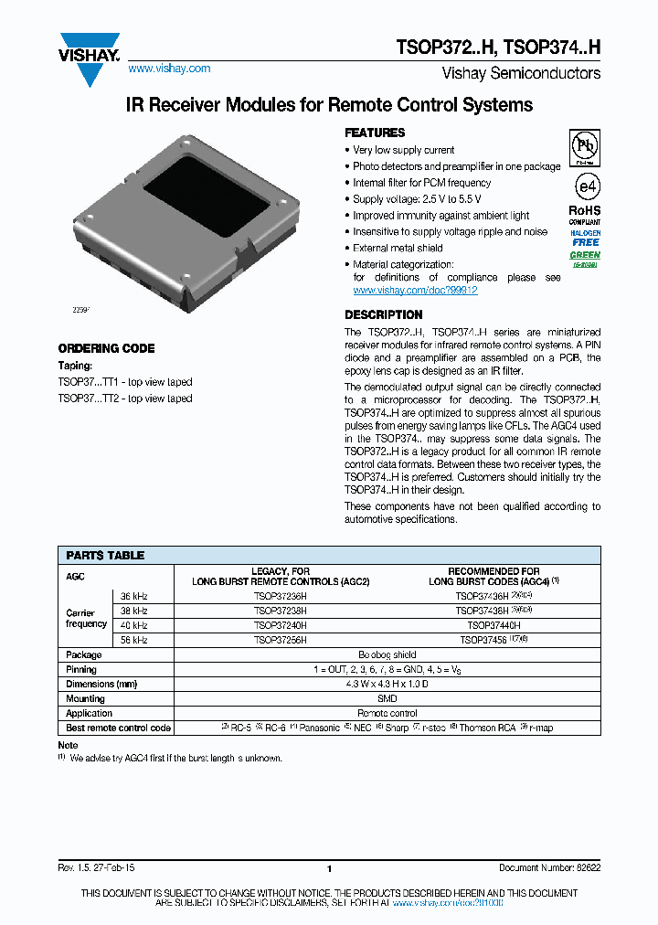 TSOP372H_8987190.PDF Datasheet