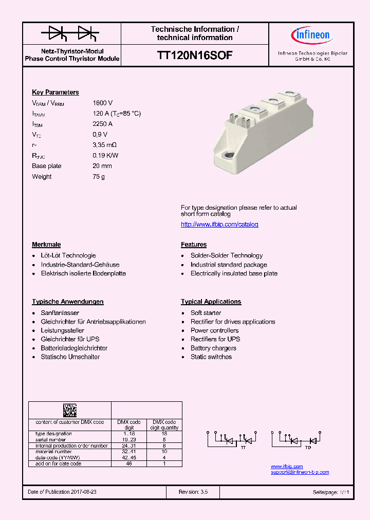 TT120N16SOF_8988112.PDF Datasheet