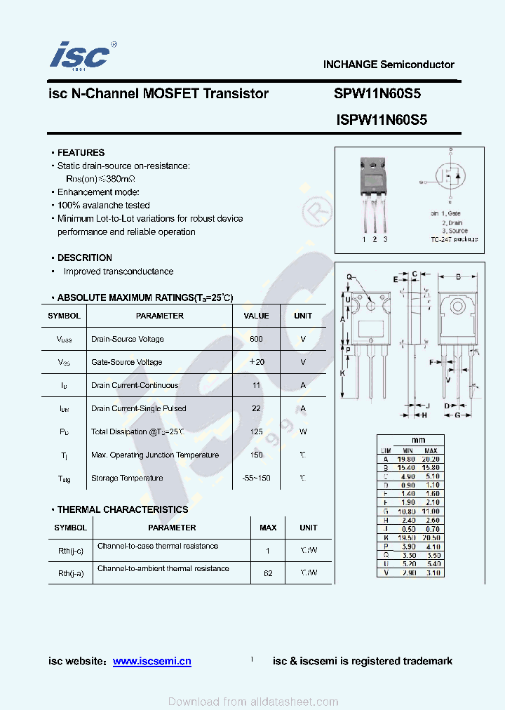 SPW11N60S5_8988350.PDF Datasheet