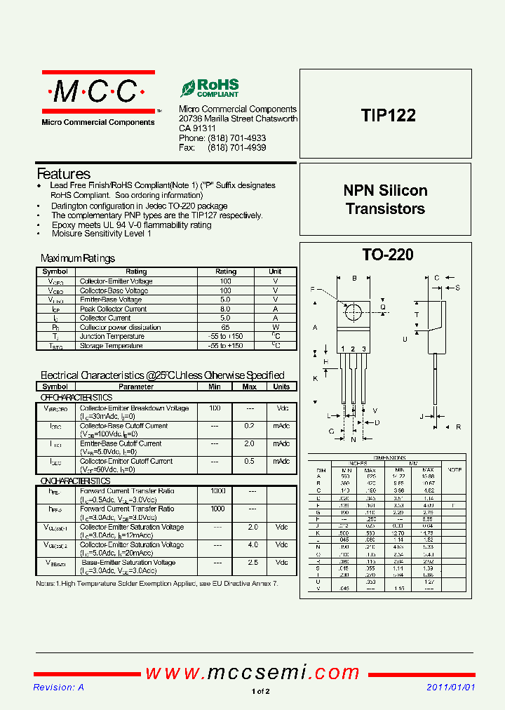 TIP122_8988402.PDF Datasheet